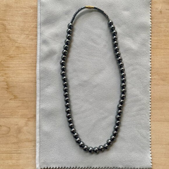 Hematite Bead Necklace, 18" - Picture 5 of 8